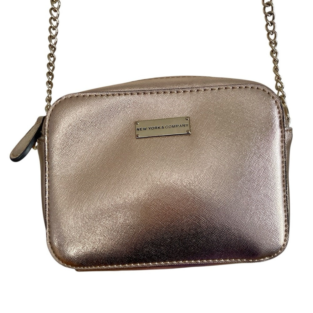 Rose Gold Metallic Crossbody Bag Small Chain Strap Mini Purse